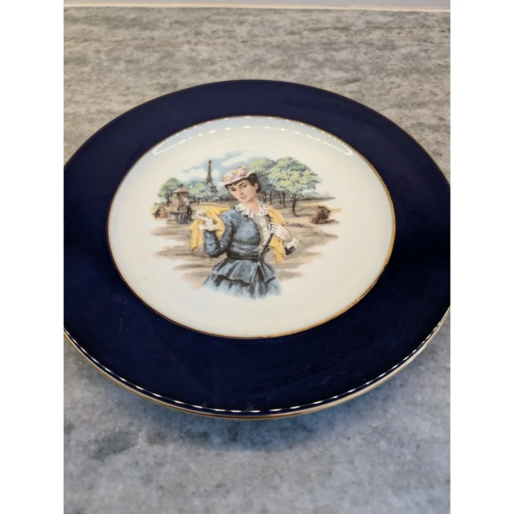 Vintage Cobalt Blue Gold Trimmed JWK‎ Western Germany Plate